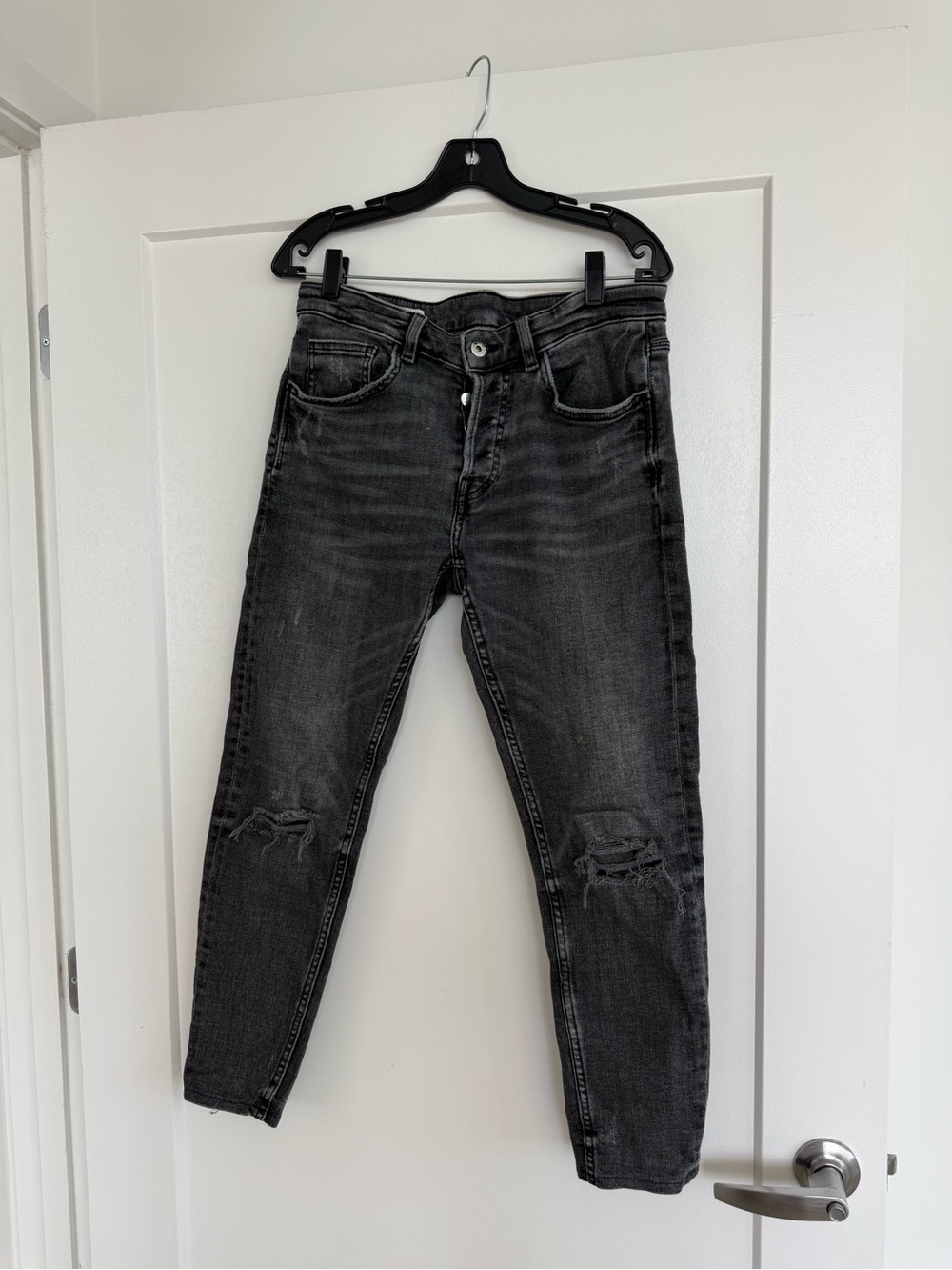 Zara Black Skinny Distressed Jeans